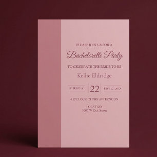 Blush Bar Minimalist Modern Bachelorette Party Invitation