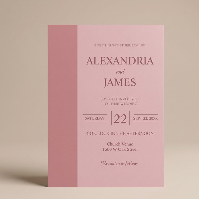 Blush Bar Minimalist Modern Wedding Invitation (Creator Uploaded)