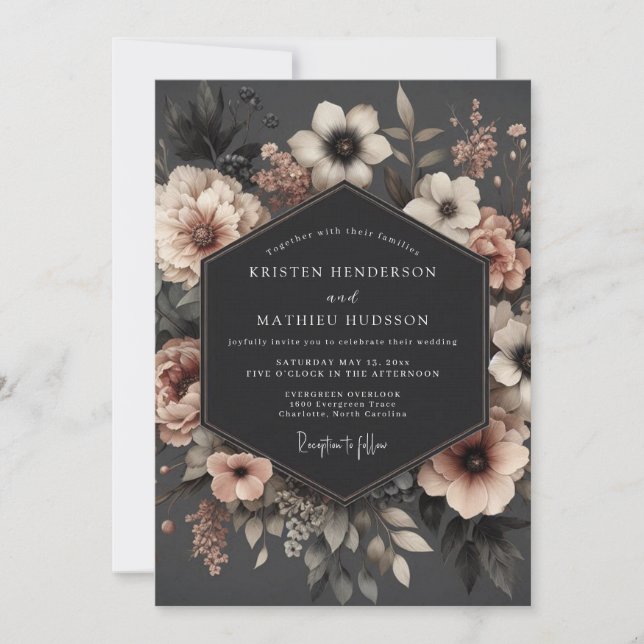 Blush Baroque Bloom Wedding Invitation (Front)