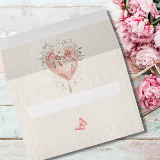 Blush Baroque Floral Heart & Butterfly Valentines  Envelope