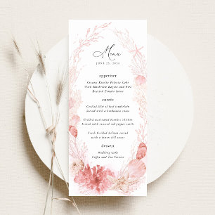 Blush Beach Coastal Seashell Wedding Reception Menu