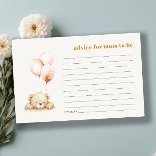 Blush Bear Balloon Advice For Mum Baby Shower