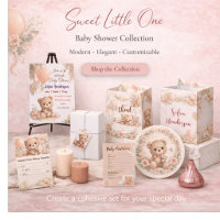 Blush Bear Soft Water colour floral baby shower