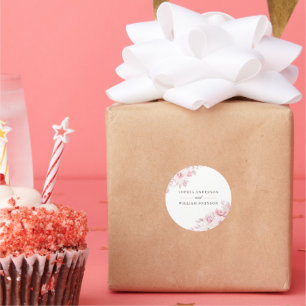 Blush Beautiful Floral Watercolor Wedding Favour Classic Round Sticker