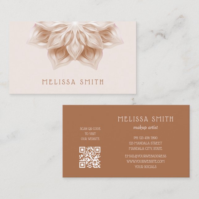 Blush Beige 3D Mandala  Business Card (Front/Back)