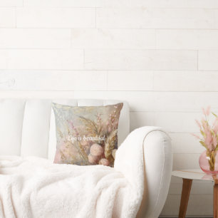 Blush Beige Chic Boho Flowers Cushion