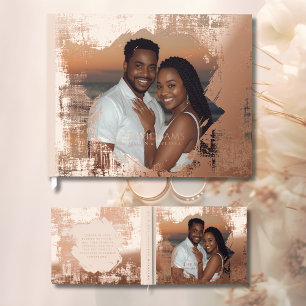 Blush Beige Foil Guestbook Beach Unique Guest Book