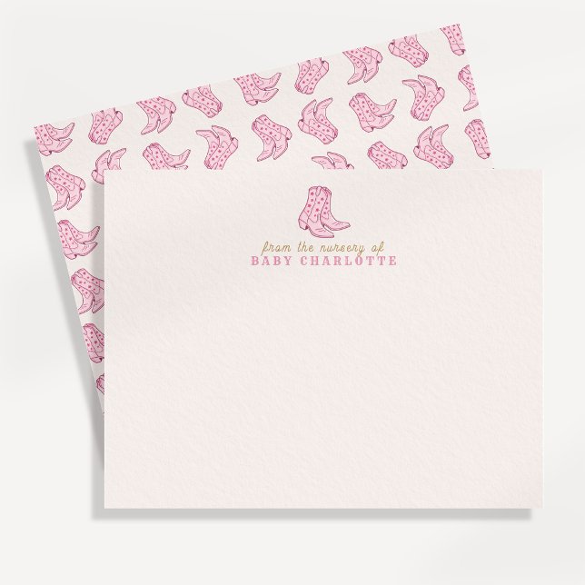 Blush Beige Rodeo Boots Nursery Note Card (Creator Uploaded)