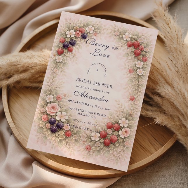 Blush Berry Botanical Bridal Shower Invitation (Creator Uploaded)