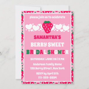 Blush Berry Sweet Bridal Celebration Photo Invitation