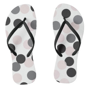 Blush & Black Large Bokeh Confetti Dots Pattern Thongs