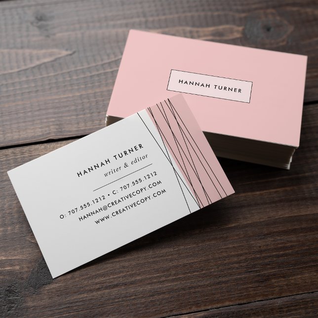Blush & Black | Modern Geometric Business Card (Creator Uploaded)