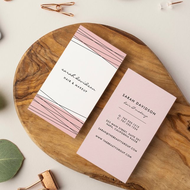 Blush & Black | Modern Geometric Vertical Business Card (Creator Uploaded)