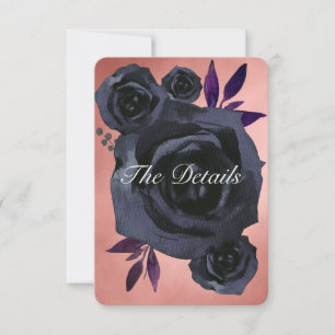 Blush Black Rose Goth Wedding Details Invitation