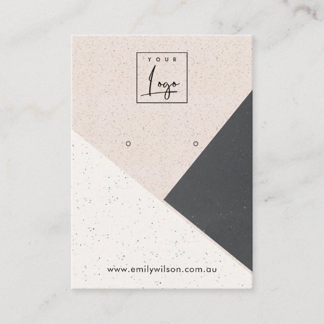  Blush Black White Ceramic Earring Display Logo Business Card (Front)