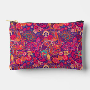 Blush Bloom: Artistic Pink Garden Pattern Accessory Pouch