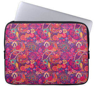 Blush Bloom: Artistic Pink Garden Pattern Laptop Sleeve