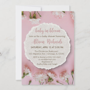 Blush Bloom Baby Shower Invitation Elegant Pink