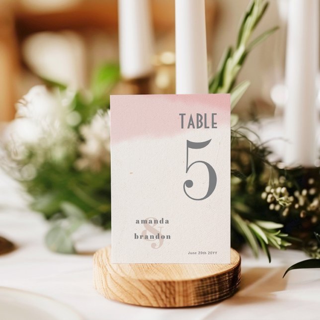 Blush & Bloom Bold Script Wedding 5x7 Table Number (Creator Uploaded)