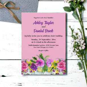 Blush Bloom Botanical Boho Rustic Floral Wedding Invitation