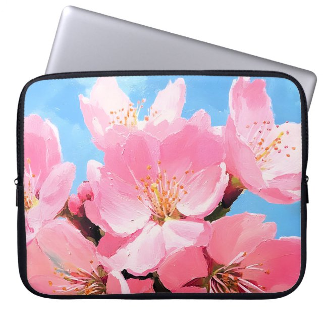 Blush Bloom Cherry Blossom Laptop Sleeve (Front)