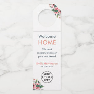 Blush Bloom Closing Day Grey Real Estate Agent Bottle Tag
