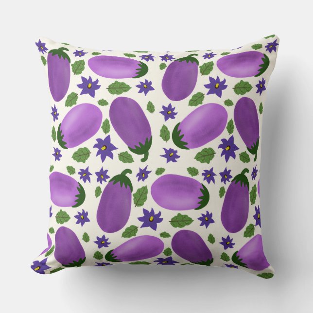 Blush & Bloom Eggplant Collection – Ivory Glow Cushion (Front)