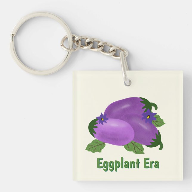 Blush & Bloom Eggplant Collection – Ivory Glow Key Ring (Front)