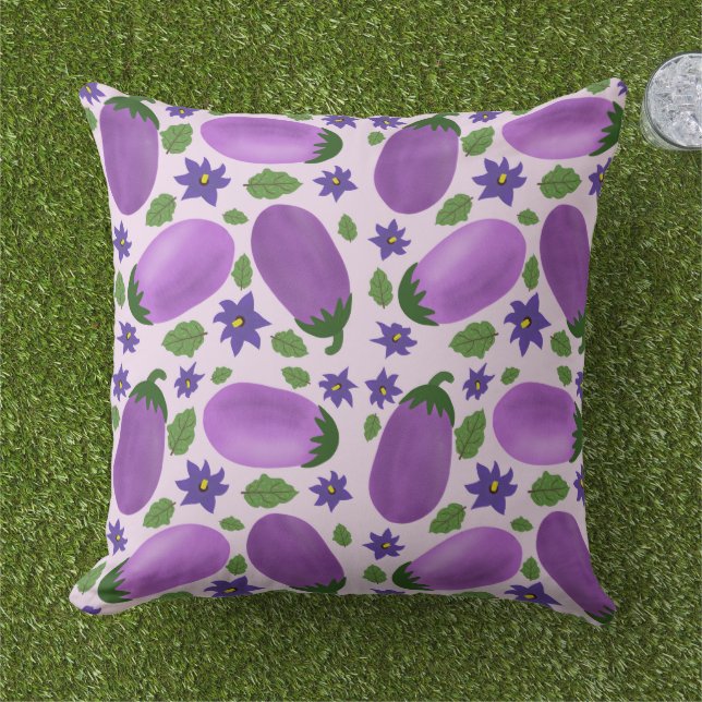 Blush & Bloom Eggplant Collection – Soft Lilac Cushion (Grass)