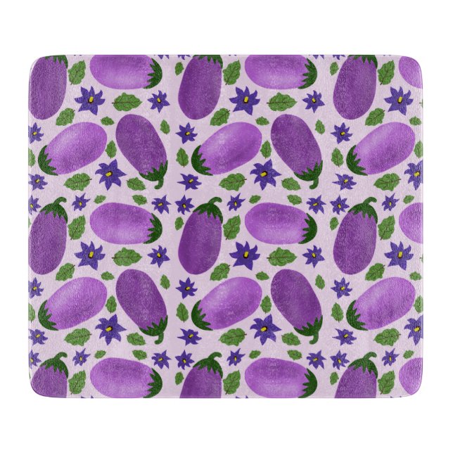 Blush & Bloom Eggplant Collection – Soft Lilac Cutting Board (Front)