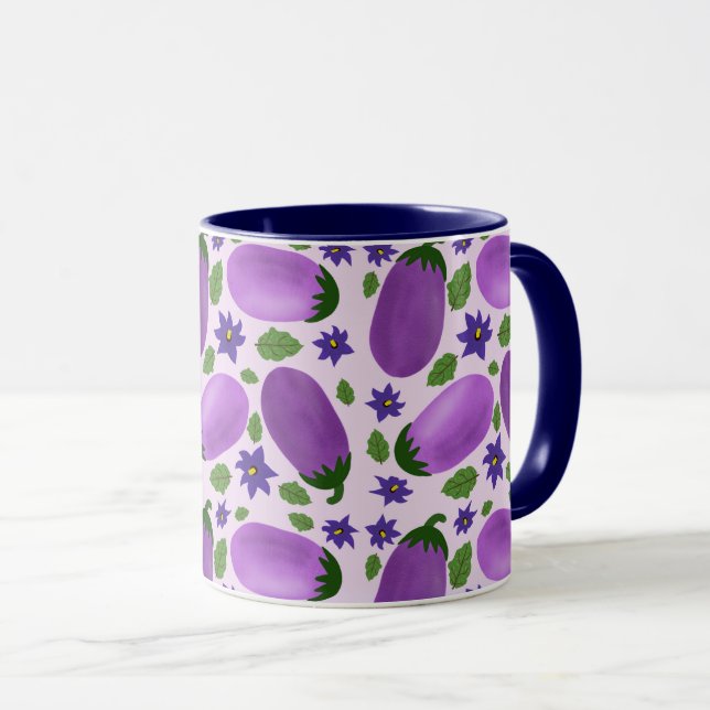 Blush & Bloom Eggplant Collection – Soft Lilac Mug (Front Right)