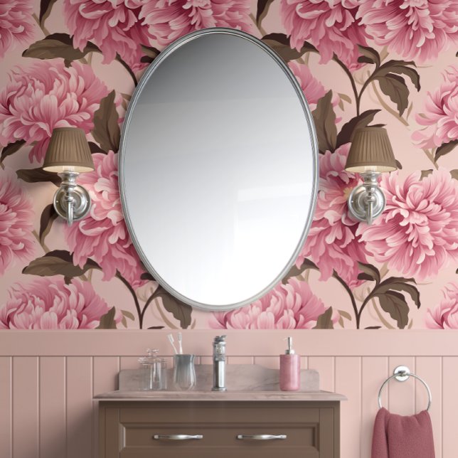 Blush Bloom Elegance - Blush Pink and Taupe Wallpaper (Blush Bloom Elegance - Blush Pink and Taupe - French Country Peel and Stick Wallpaper)