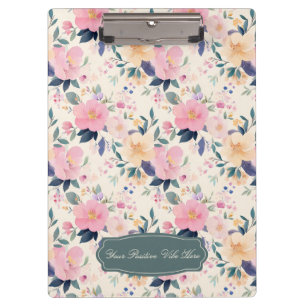 Blush & Bloom Elegant Floral Pastel Watercolor Clipboard