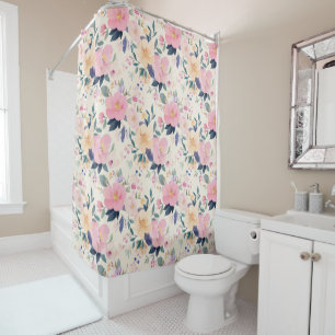 Blush & Bloom Elegant Floral Romantic Shower Curtain