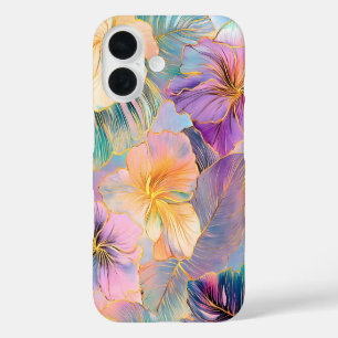 Blush Bloom Exotic Leaves Flower iPhone 16 Case