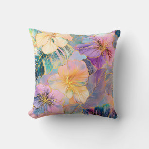 Blush Bloom Exotic Leaves Flower Cushion