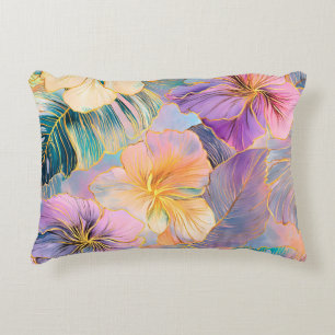 Blush Bloom Exotic Leaves Flower Decorative Cushion