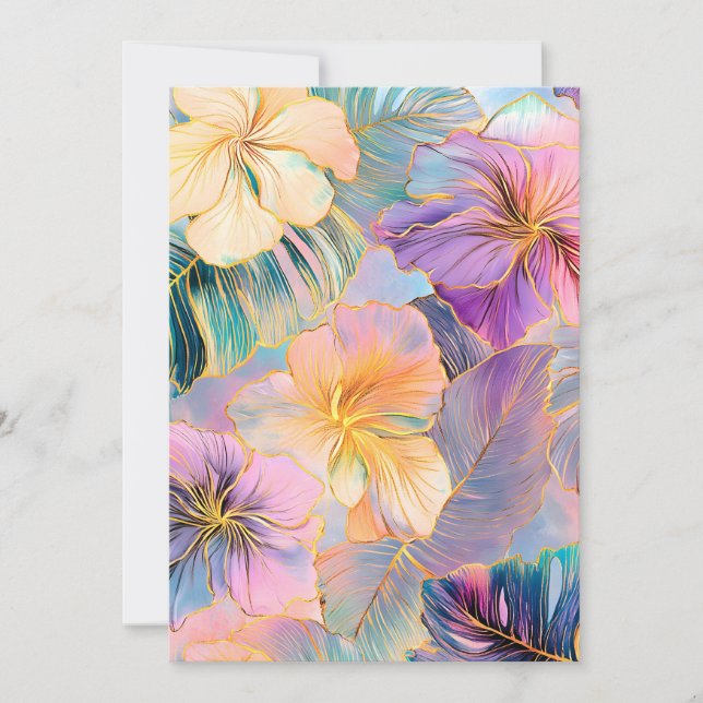 Blush Bloom Exotic Leaves Flower Holiday Card (Front)