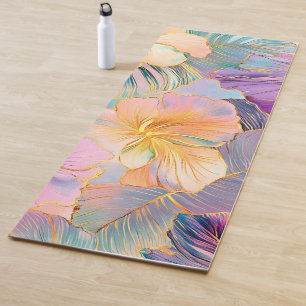 Blush Bloom Exotic Leaves Flower Yoga Mat