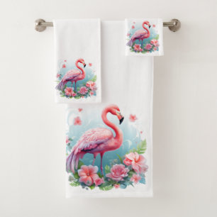 Blush & Bloom Flamingo: The Elegance of Nature Bath Towel Set
