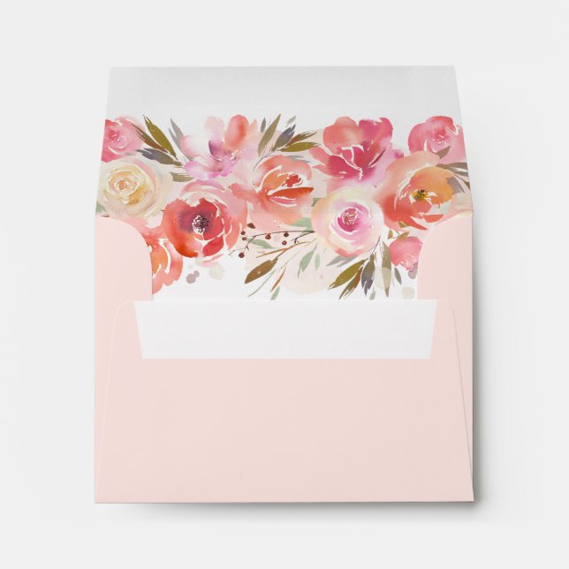Blush Bloom Floral Wedding with Address RSVP Envelope (Back (Bottom))