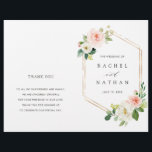 Blush Bloom Gold Frame Folded Wedding Program<br><div class="desc">Blush Bloom Wedding Program features painted watercolor flowers in blush pink,  white and green foliage with gold frames.
NOTE: You will need to fold them in half when they arrive.</div>
