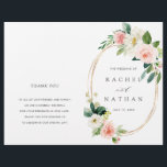 Blush Bloom Gold Oval Frame Folded Wedding Program<br><div class="desc">Blush Bloom Wedding Program features painted watercolor flowers in blush pink,  white,  and green foliage with a oval gold frame. 
NOTE: You will need to fold them in half when they arrive.</div>