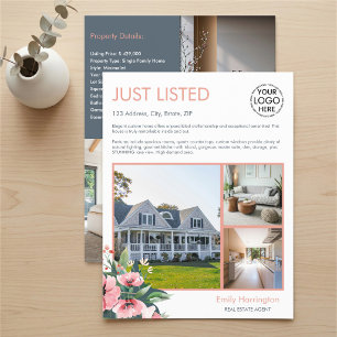 Blush Bloom Listing Grey Real Estate Agent Flyer