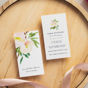 Blush Bloom Modern Watercolor Floral Vertical Business Card