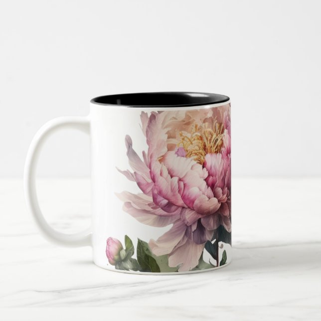 Blush Bloom Mug- A Whisper of Calm by Lumina & Ash Two-Tone Coffee Mug (Left)