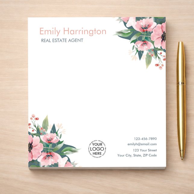 Blush Bloom Notepad Grey Real Estate Agent (Creator Uploaded)
