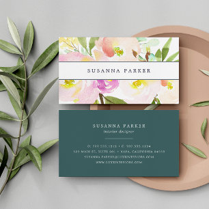 Blush Bloom   Watercolor Floral Business Card