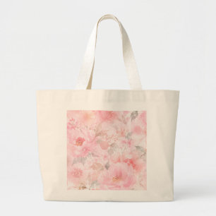 Blush Bloom Watercolor Floral Large Tote Bag