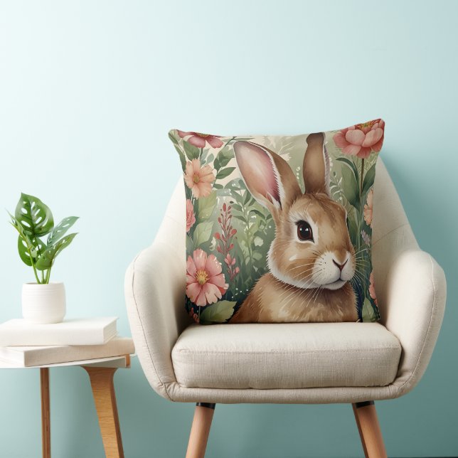 Blush Blooms and Bunny  Cushion (Chair)